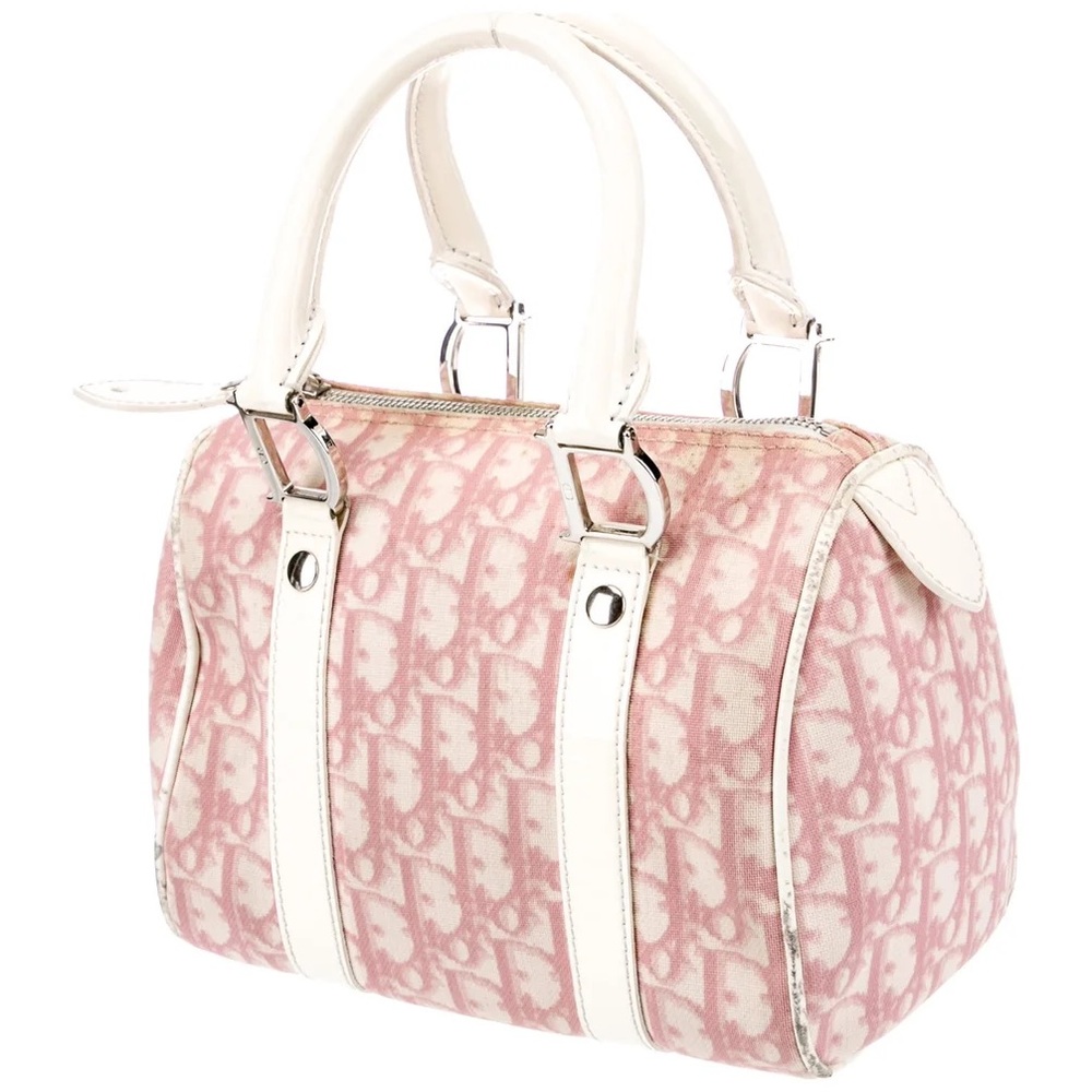 Dior Trotter Hand Boston Bag Purse Pink with Lock and Key